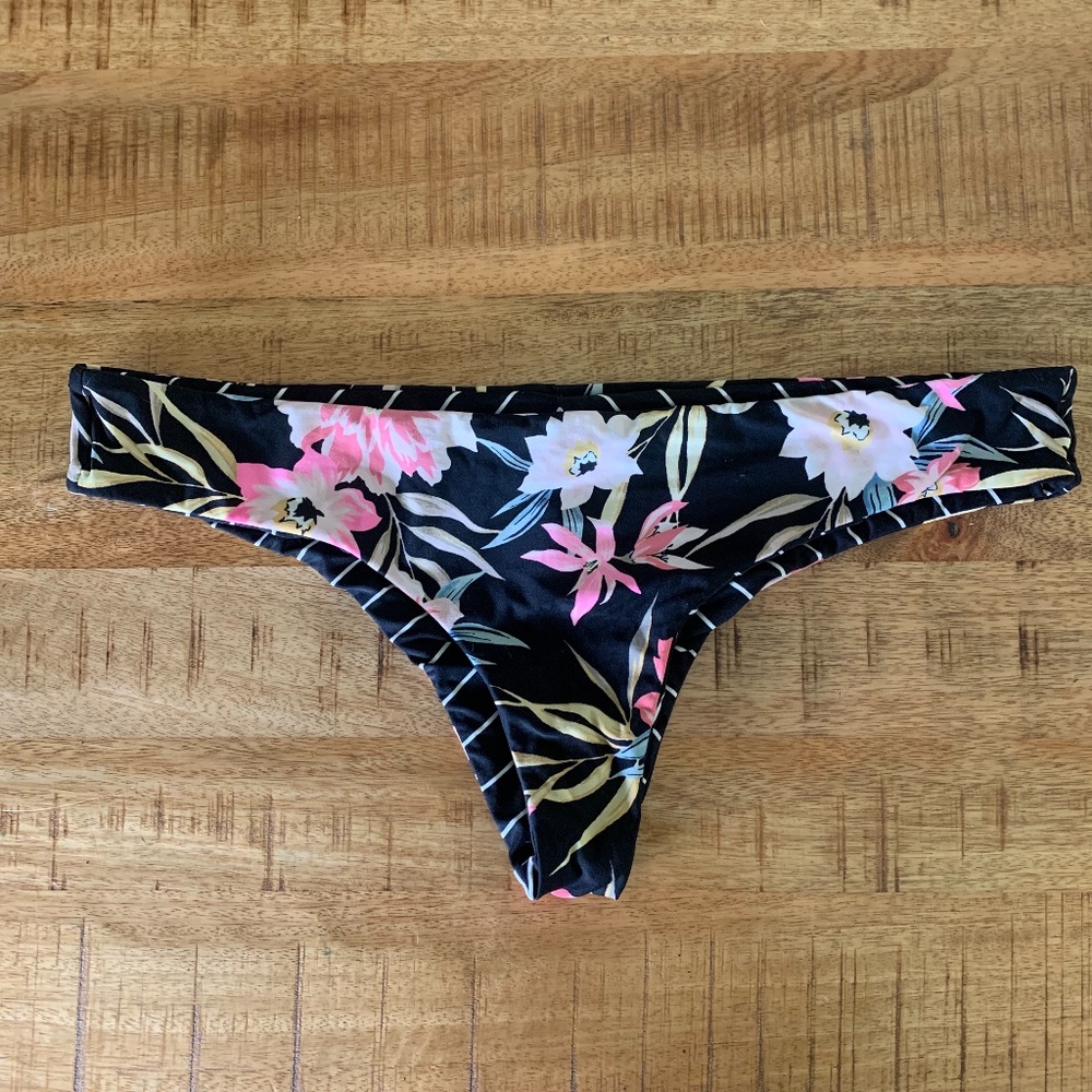 Billabong Floral/Stripes Reversible Bikini Bottom - Size L